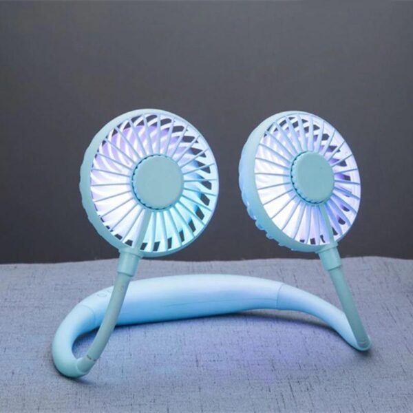 img 2 2000MA Hand Free Sports Dual Fan Portable Neck Band Hanging USB Battery Rechargeable Mini Cooler Fan